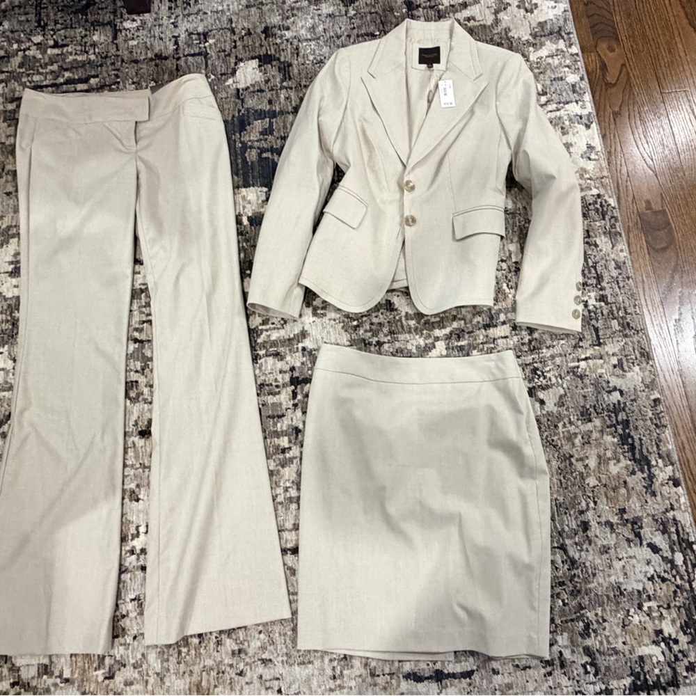 The Limited light tan Blazer and Skirt plus pants Set